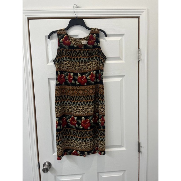 Rare Vintage Kathie Lee dress with mixed tropical print size 10 - Picture 1 of 7